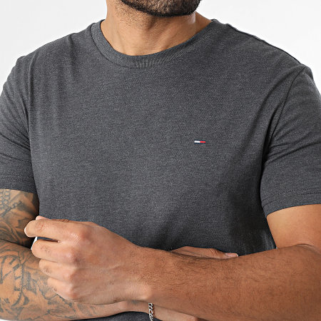 Tommy Jeans - Tee Shirt Slim Jaspe 0363 Gris Anthracite Chiné