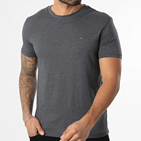 Tommy Jeans - Tee Shirt Slim Jaspe 0363 Gris Anthracite Chiné
