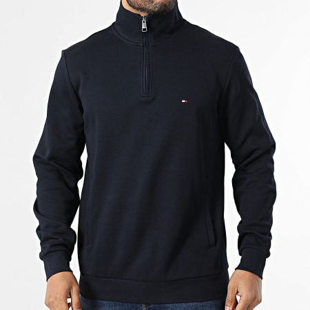 Tommy Hilfiger - Sweat Col Montant Zippé Essential Intechno 6510 Bleu Marine