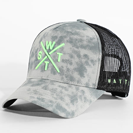 Watts - Casquette Trucker Tribe Gris Noir Vert Fluo