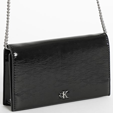 Calvin Klein - Sac A Main Femme Metallic Wallet On Chain F3320 Noir Doré