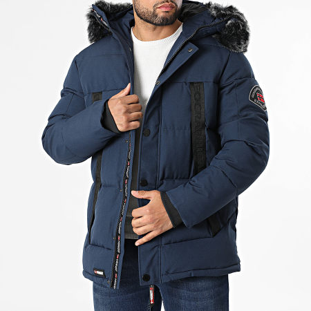 Geographical Norway - Parka Capuche Fourrure Delote Bleu Marine