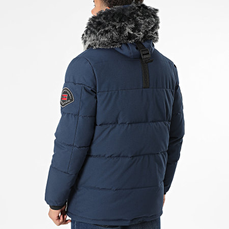 Geographical Norway - Parka Capuche Fourrure Delote Bleu Marine