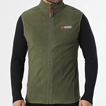 Geographical Norway - Veste Polaire Zippée Sans Manches Vug Vert Kaki