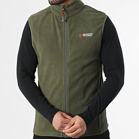 Geographical Norway - Veste Polaire Zippée Sans Manches Vug Vert Kaki