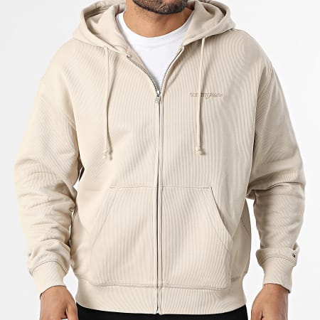 Tommy Jeans - Sudadera con Capucha Zippé 90s Script Rib 2361 Beige
