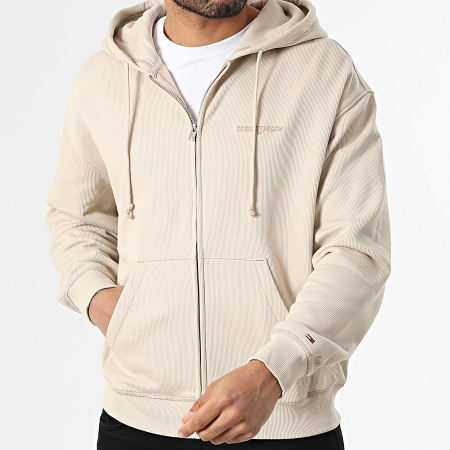 Tommy Jeans - Sudadera con Capucha Zippé 90s Script Rib 2361 Beige