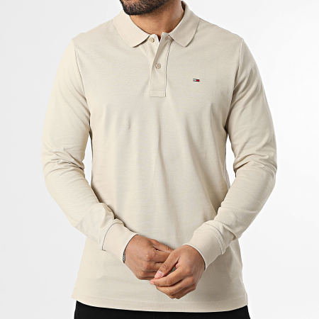 Tommy Jeans - Polo a Maniche Lunghe Slim Placket 0232 Beige