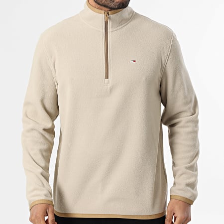 Tommy Jeans - Sudadera Polar Cuello Alto Zippé Flag Polar 2340 Beige
