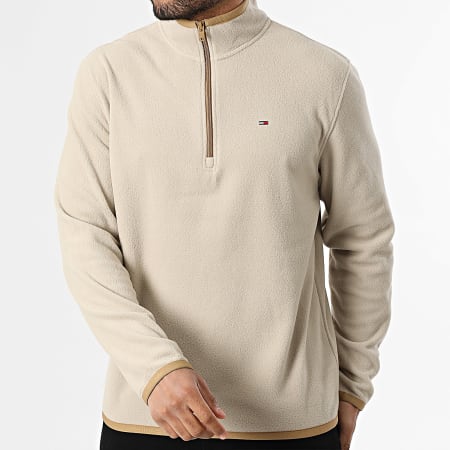 Tommy Jeans - Sudadera Polar Cuello Alto Zippé Flag Polar 2340 Beige