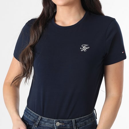 Tommy Hilfiger - Tee Shirt Femme Script 7809 Bleu Marine