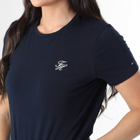 Tommy Hilfiger - Tee Shirt Femme Script 7809 Bleu Marine