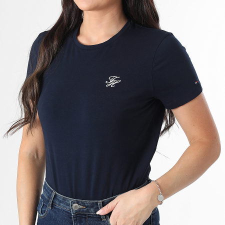 Tommy Hilfiger - Tee Shirt Femme Script 7809 Bleu Marine