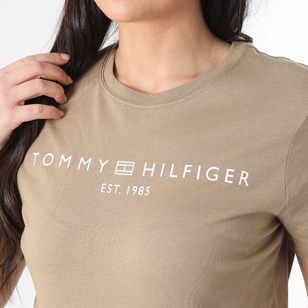 Tommy Hilfiger - Tee Shirt Femme Corp Logo 0276 Beige Foncé