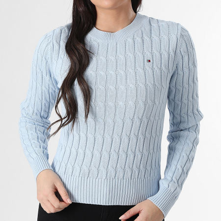 Tommy Hilfiger - Pull Femme Cable Mid 7644 Bleu Clair