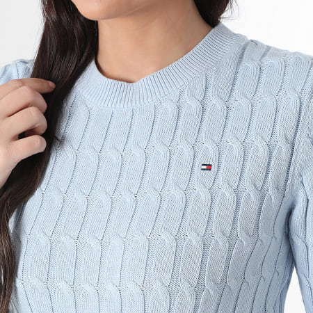 Tommy Hilfiger - Pull Femme Cable Mid 7644 Bleu Clair
