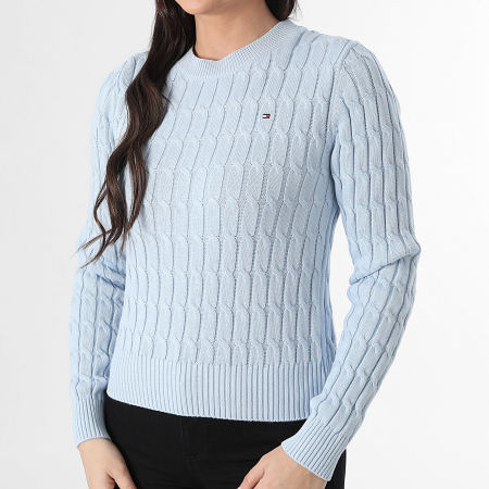 Tommy Hilfiger - Pull Femme Cable Mid 7644 Bleu Clair