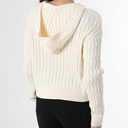 Tommy Hilfiger - Pull Capuche Zippé Femme Cable Mid 8440 Beige Clair