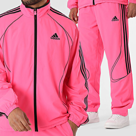 Adidas Sportswear - Ensemble De Survêtement A Bandes Teamgeist JX6598 JW5868 Rose Fluo Noir