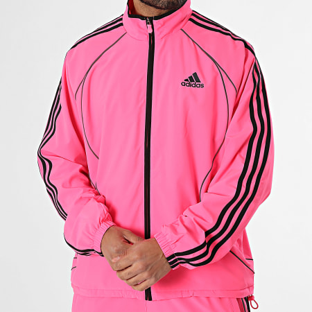 Adidas Sportswear - Ensemble De Survêtement A Bandes Teamgeist JX6598 JW5868 Rose Fluo Noir