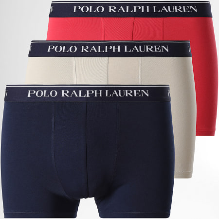 Polo Ralph Lauren - Lot De 3 Boxers Bleu Marine Rouge Beige