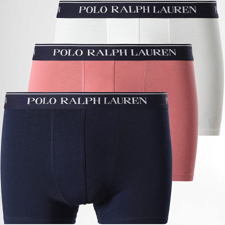 Polo Ralph Lauren - Lot De 3 Boxers Bleu Marine Rose Blanc