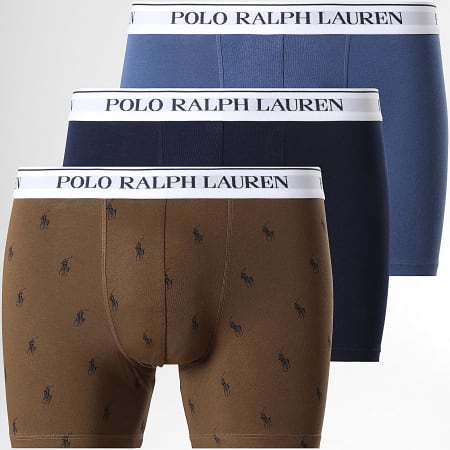 Polo Ralph Lauren - Lot De 3 Boxers Marron Bleu Marine Bleu Clair