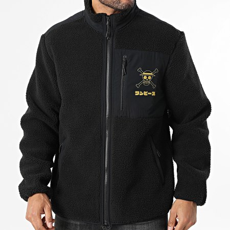 One Piece - Veste Sherpa Zippée Mugiwara Noir Doré