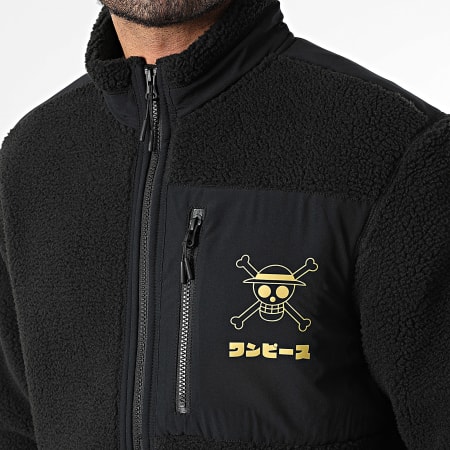 One Piece - Veste Sherpa Zippée Mugiwara Noir Doré