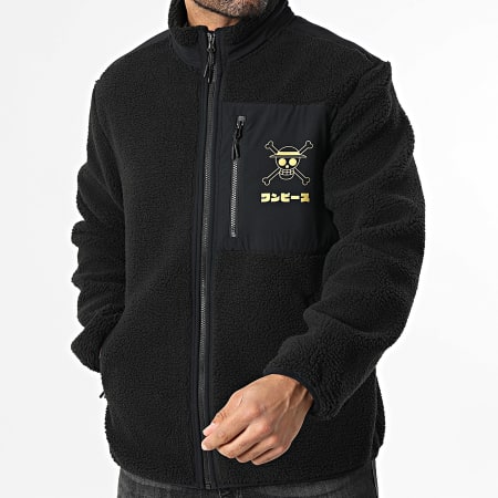 One Piece - Veste Sherpa Zippée Mugiwara Noir Doré