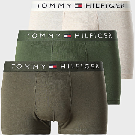 Tommy Hilfiger - Lot De 3 Boxers 3521 Beige Chiné Vert Kaki