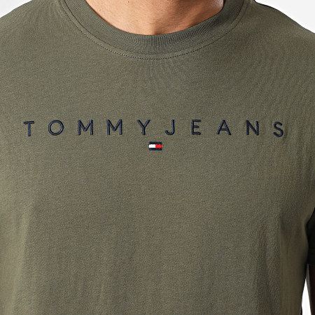 Tommy Jeans - Tee Shirt Linear Logo 0744 Vert Kaki
