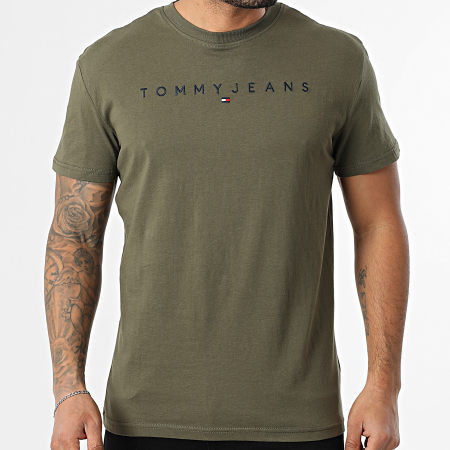 Tommy Jeans - Tee Shirt Linear Logo 0744 Vert Kaki