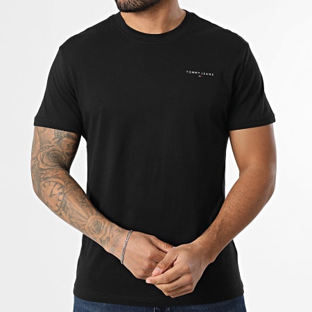 Tommy Jeans - Lot De 2 Tee Shirts Slim Linear 2316 Blanc Noir