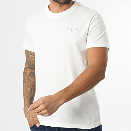 Tommy Jeans - Lot De 2 Tee Shirts Slim Linear 2316 Blanc Noir