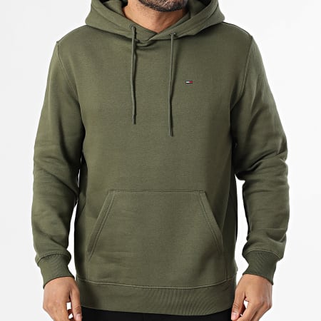 Tommy Jeans - Sweat Capuche Flag 0742 Vert Kaki