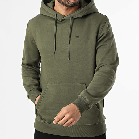 Tommy Jeans - Sweat Capuche Flag 0742 Vert Kaki