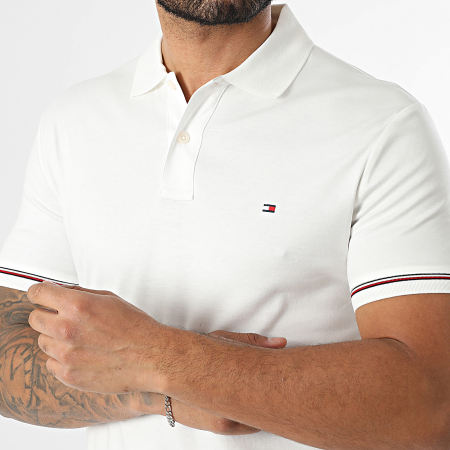 Tommy Hilfiger - Polo Manches Courtes Slim Liquid Cotton 1612 Beige Clair