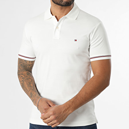 Tommy Hilfiger - Polo Manches Courtes Slim Liquid Cotton 1612 Beige Clair