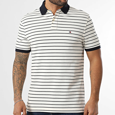 Tommy Hilfiger - Polo Manches Courtes A Rayures 1985 7770 Beige Clair