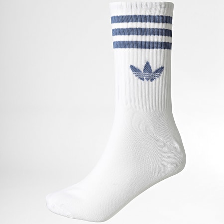 Adidas Originals - Lot De 3 Paires De Chaussettes 3 Stripes Crew KR5153 Blanc Bleu Gris Bleu Clair