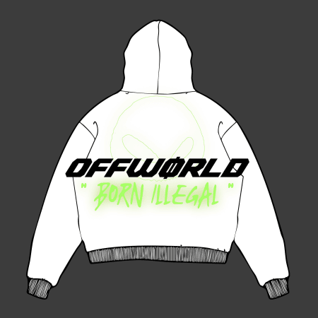 OFFWORLD - Hoodie 400 GSM Illegal Frequency Glow White