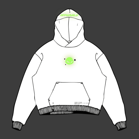OFFWORLD - Hoodie 400 GSM Illegal Frequency Glow White