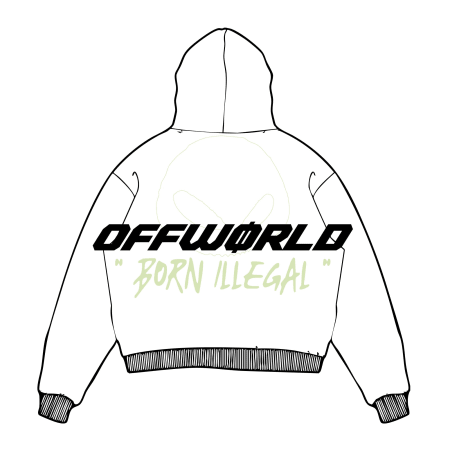 OFFWORLD - Hoodie 400 GSM Illegal Frequency Glow White