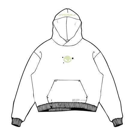 OFFWORLD - Hoodie 400 GSM Illegal Frequency Glow White