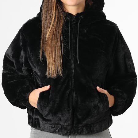 Only - Chaqueta de Piel Sintética con Cremallera Mujer Ola Negro