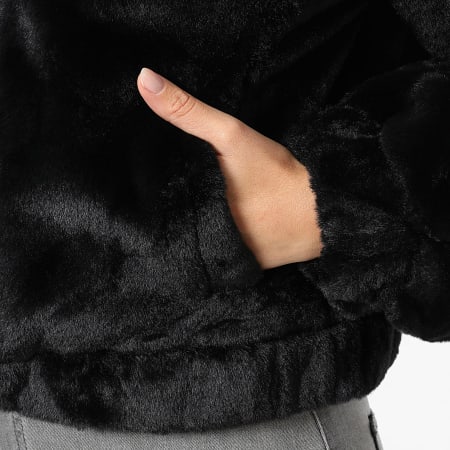 Only - Chaqueta de Piel Sintética con Cremallera Mujer Ola Negro