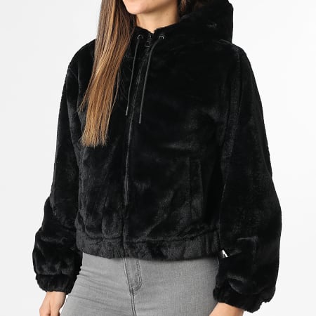 Only - Chaqueta de Piel Sintética con Cremallera Mujer Ola Negro