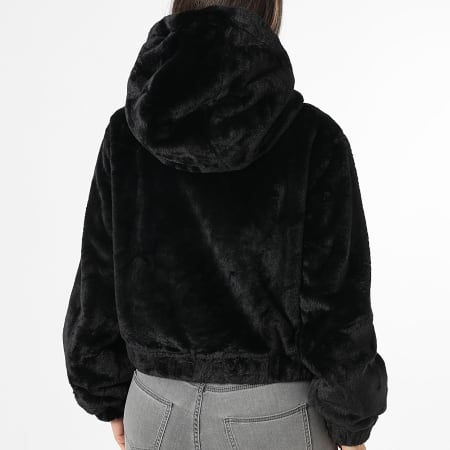 Only - Chaqueta de Piel Sintética con Cremallera Mujer Ola Negro