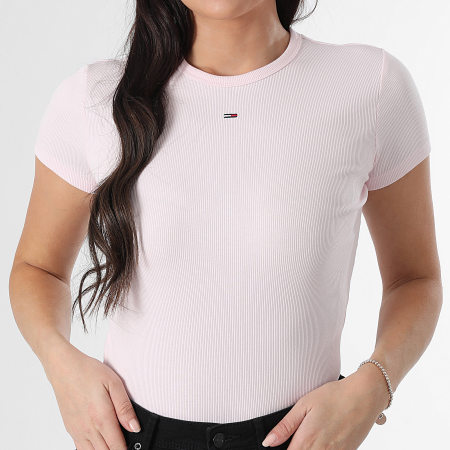 Tommy Jeans - Tee Shirt Slim Femme Essential 7383 Rose Clair